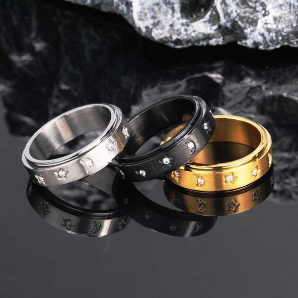 japan and south korea fashion new jewelry personality star moon rotating titanium steel ring alleviates anxiety j210, Silver
japan and south korea fashion new jewelry personality star moon rotating titanium steel ring alleviates anxiety j210, Silver
