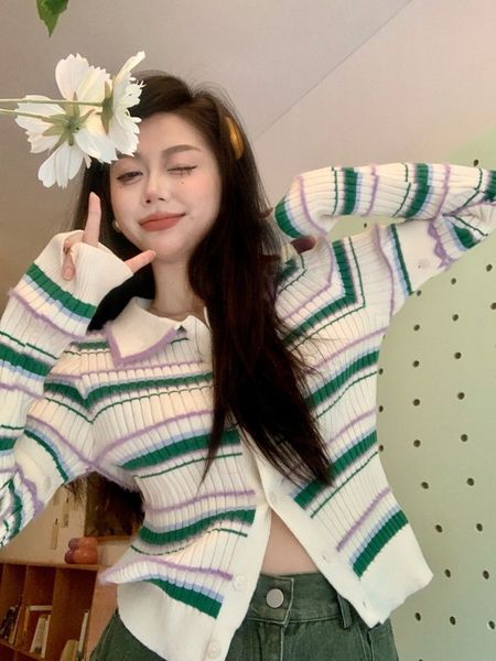 women's polos polo neck striped sweater spring 2023 sleeve design sense sweet and spicy slim chic 230330, White
women's polos polo neck striped sweater spring 2023 sleeve design sense sweet and spicy slim chic 230330, White
