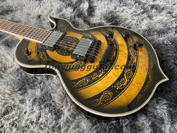 wylde audio odin grail viking totem electric guitar burl spalted maple orange black bullseye, large block inlay, black hardware, china emg
wylde audio odin grail viking totem electric guitar burl spalted maple orange black bullseye, large block inlay, black hardware, china emg