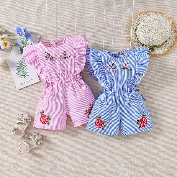 16110 summer kids baby stripe onesies ruffles sleeve embroidery flower short rompers child babies girls overalls jumpsuits, Blue
16110 summer kids baby stripe onesies ruffles sleeve embroidery flower short rompers child babies girls overalls jumpsuits, Blue