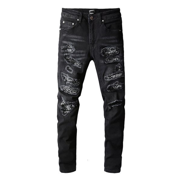 men's jeans black distressed slim fit streetwear style colorful bandanna patchwork skinny stretch holes high street ripped 230330, Blue
men's jeans black distressed slim fit streetwear style colorful bandanna patchwork skinny stretch holes high street ripped 230330, Blue