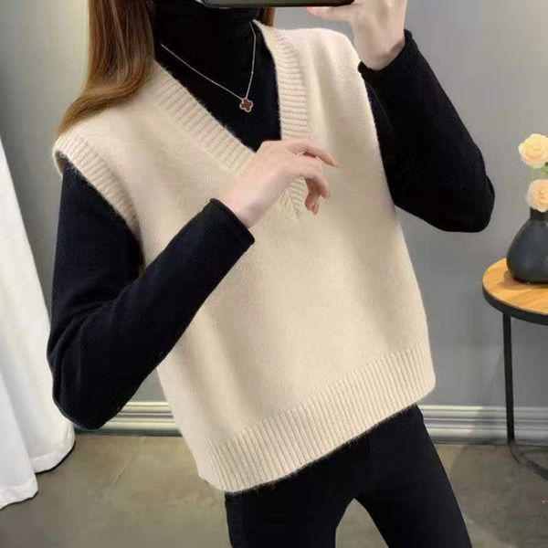 women's vests fashion v-neck solid knitted loose sleeve less tank sweater women's clothing autumn casual zipper full matching 2303, Black;white
women's vests fashion v-neck solid knitted loose sleeve less tank sweater women's clothing autumn casual zipper full matching 2303, Black;white