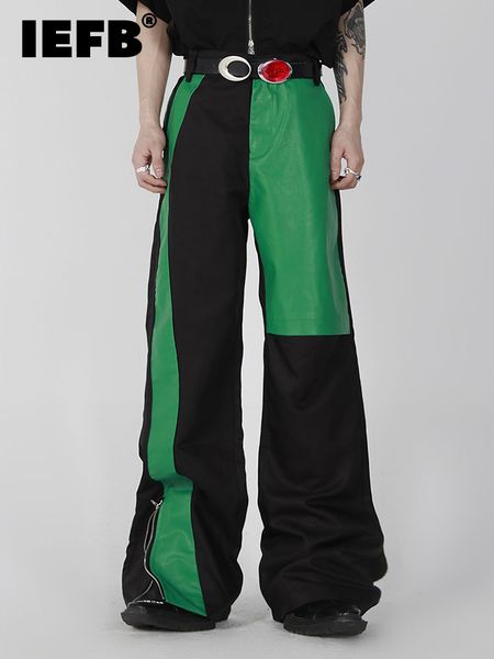 men's jeans iefb niche irregular color contrast straight pants pu leather splicing design 2023 wide leg casual high street male trouser, Blue
men's jeans iefb niche irregular color contrast straight pants pu leather splicing design 2023 wide leg casual high street male trouser, Blue