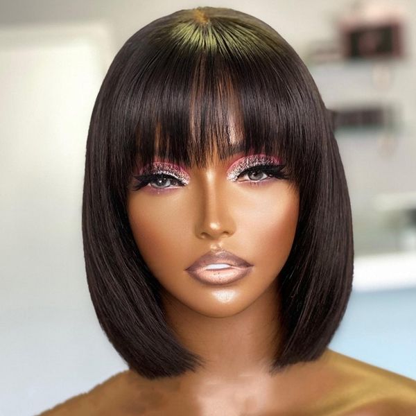 glueless rihanna inspired fringe bob human hair lace wig 2.0, Black;brown 
glueless rihanna inspired fringe bob human hair lace wig 2.0, Black;brown