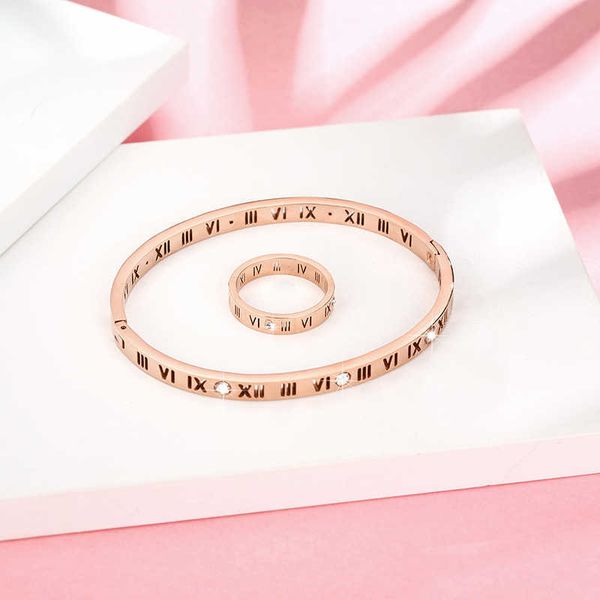 bangle ring bracelet titanium steel female colorless electroplated rose plated roman digital pattern ornament l4rd, Black
bangle ring bracelet titanium steel female colorless electroplated rose plated roman digital pattern ornament l4rd, Black