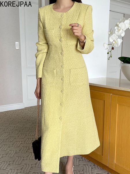 casual dresses korejpaa chic multi pocket tweed dress women's korean fashion autumn gentle single chest round neck ultra thin high wais, Black;gray
casual dresses korejpaa chic multi pocket tweed dress women's korean fashion autumn gentle single chest round neck ultra thin high wais, Black;gray
