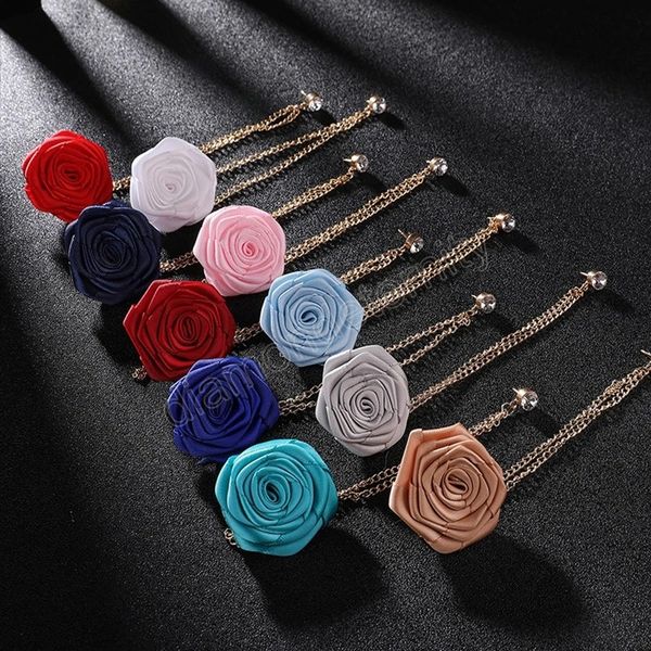 handmade fabric rose flower brooches for men crystal tassel chain collar lapel pins suit shirt corsage wedding jewelry gifts, Gray
handmade fabric rose flower brooches for men crystal tassel chain collar lapel pins suit shirt corsage wedding jewelry gifts, Gray