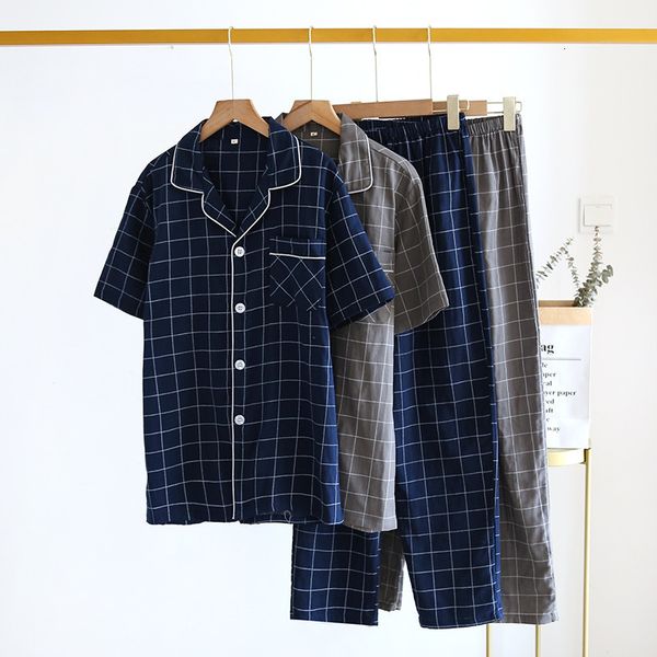men's sleepwear spring men's 2pcs home navy plain pajama set polo neck short sleeve men's loose cotton casual wear 230330, Black;brown
men's sleepwear spring men's 2pcs home navy plain pajama set polo neck short sleeve men's loose cotton casual wear 230330, Black;brown