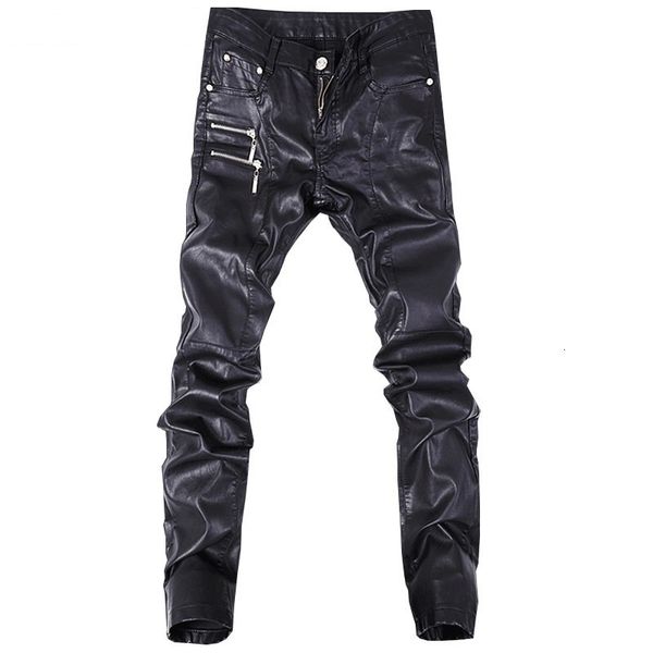 men's jeans trend black slim leather pants personality zipper stitching fashion youth motorcycle male 230330, Blue
men's jeans trend black slim leather pants personality zipper stitching fashion youth motorcycle male 230330, Blue