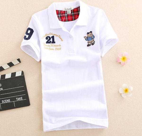 polos letnie damskie z krotkim rekawem nowe haftowane niedzwiedz koszulki polo bawelniane casual jednokolorowe koszulki damskie moda fem, White
polos letnie damskie z krotkim rekawem nowe haftowane niedzwiedz koszulki polo bawelniane casual jednokolorowe koszulki damskie moda fem, White