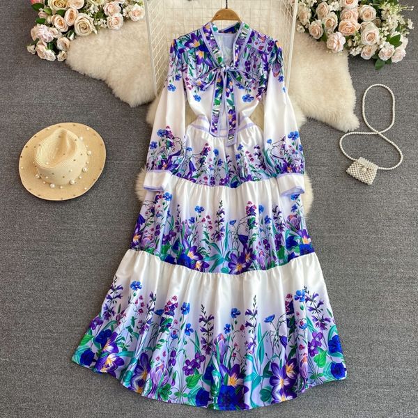 high-grade light luxury print a-line dress bow tie waist shows thin and elegant temperament large swing long skirt, Black;gray
high-grade light luxury print a-line dress bow tie waist shows thin and elegant temperament large swing long skirt, Black;gray