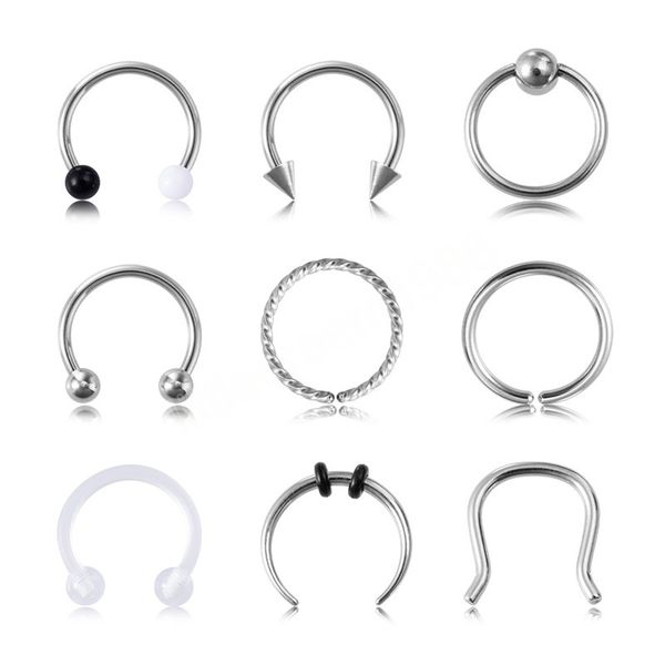 9pcs hoop nose ring septum piercing set silver color surgical steel cartilage earring tragus helix circular ear body jewelry
9pcs hoop nose ring septum piercing set silver color surgical steel cartilage earring tragus helix circular ear body jewelry