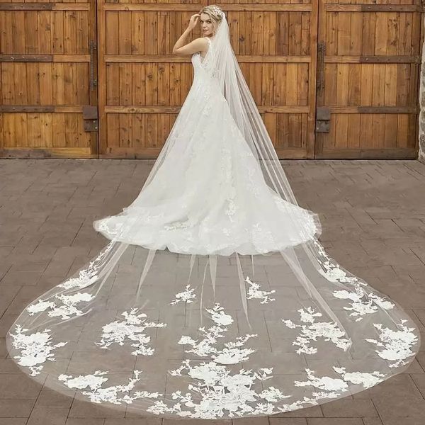 stylish cathedral wedding veils lace appliqued cut edge soft tulle one layer long tailored bridal veil with comb, Black
stylish cathedral wedding veils lace appliqued cut edge soft tulle one layer long tailored bridal veil with comb, Black