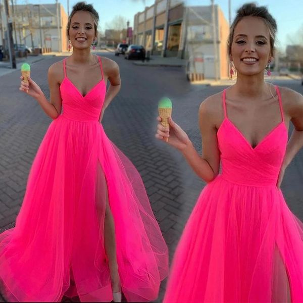 prom party gown formal evening dresses a line v-neck spaghetti floor-length sweep train tulle long backless thigh-high slits, Black
prom party gown formal evening dresses a line v-neck spaghetti floor-length sweep train tulle long backless thigh-high slits, Black