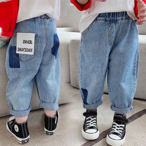 16135 spring summer kids jeans elastic waist letters loose denim pants children girl boys denim pants trousers, Blue
16135 spring summer kids jeans elastic waist letters loose denim pants children girl boys denim pants trousers, Blue