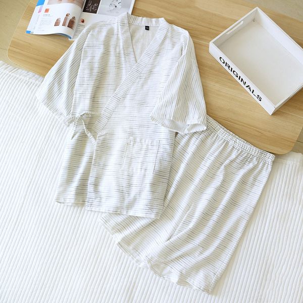 men's sleepwear kimono pajamas men's short sleeve japanese summer men's loose cotton striped sweater steam set pantalon pajam, Black;brown
men's sleepwear kimono pajamas men's short sleeve japanese summer men's loose cotton striped sweater steam set pantalon pajam, Black;brown