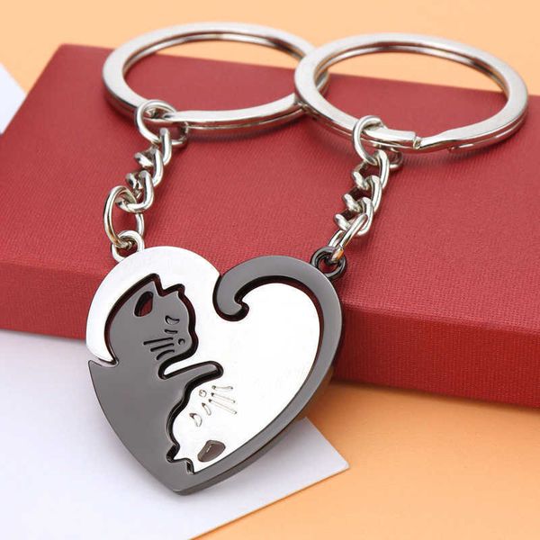 key rings 2pcs cute black cat keychain patchwork heart round couple lovers keyring stainless steel backpack car key ring hanging jewelry aa2, Slivery;golden
key rings 2pcs cute black cat keychain patchwork heart round couple lovers keyring stainless steel backpack car key ring hanging jewelry aa2, Slivery;golden
