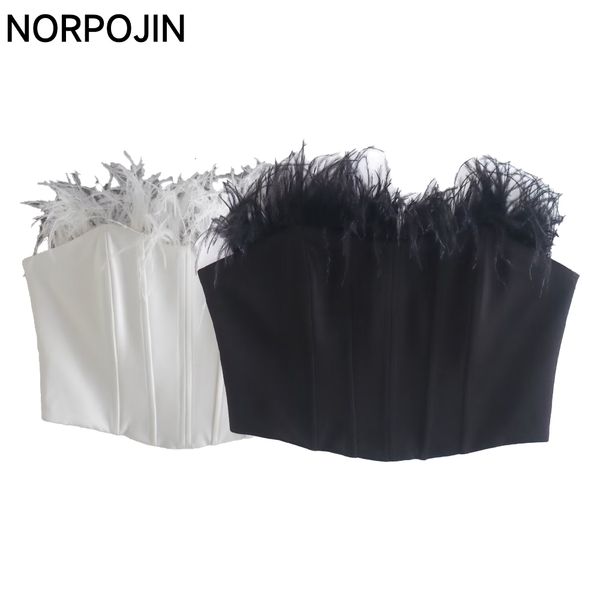 womens tanks camis white feather corset women elegant tube chic lady fashion crop s with black feathers clubwear party prom clothing 230330
womens tanks camis white feather corset women elegant tube chic lady fashion crop s with black feathers clubwear party prom clothing 230330