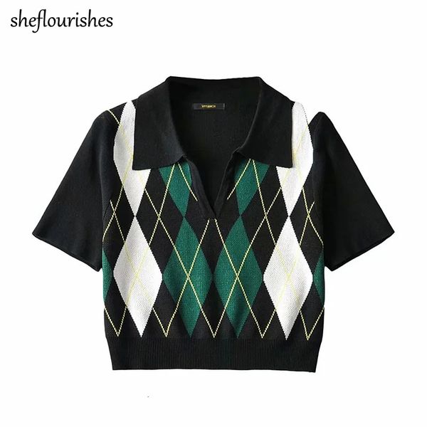 women's polos summer shirt women short sleeve polo vintage knitted s korean argyle s black office lady cropped 230330, White
women's polos summer shirt women short sleeve polo vintage knitted s korean argyle s black office lady cropped 230330, White