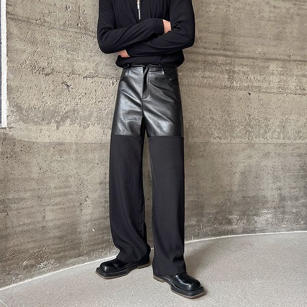 men's jeans patchwork leather pants men streetwear fashion loose casual straight trousers male japan korean style black suit 230330, Blue
men's jeans patchwork leather pants men streetwear fashion loose casual straight trousers male japan korean style black suit 230330, Blue