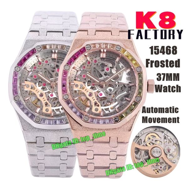 k8 factory watches 15468 frosted 37mm automatic womens watch rainbow bezel skeleton dial frosted stainless steel bracelet ladies wristwatche, Slivery;brown
k8 factory watches 15468 frosted 37mm automatic womens watch rainbow bezel skeleton dial frosted stainless steel bracelet ladies wristwatche, Slivery;brown