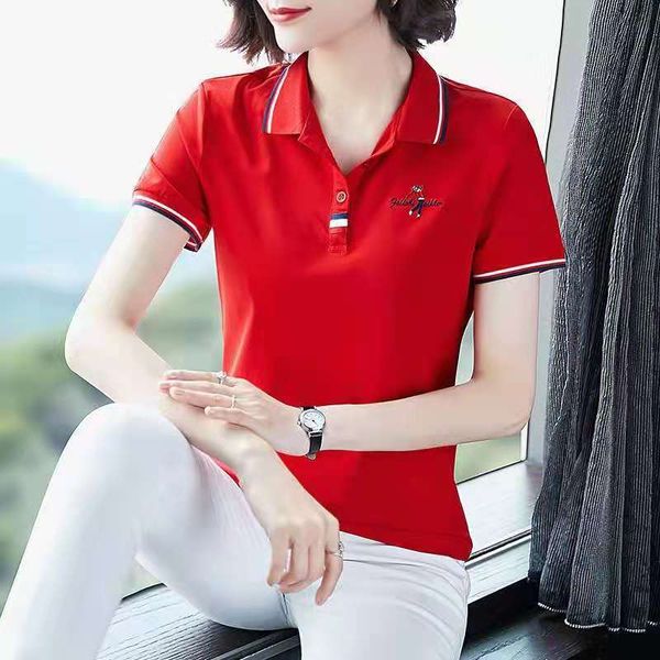 women's polos m5xl womens polo shirts summer female tees short sleeve letter turndown collar loose commuting ladies clothes h32 230330, White
women's polos m5xl womens polo shirts summer female tees short sleeve letter turndown collar loose commuting ladies clothes h32 230330, White
