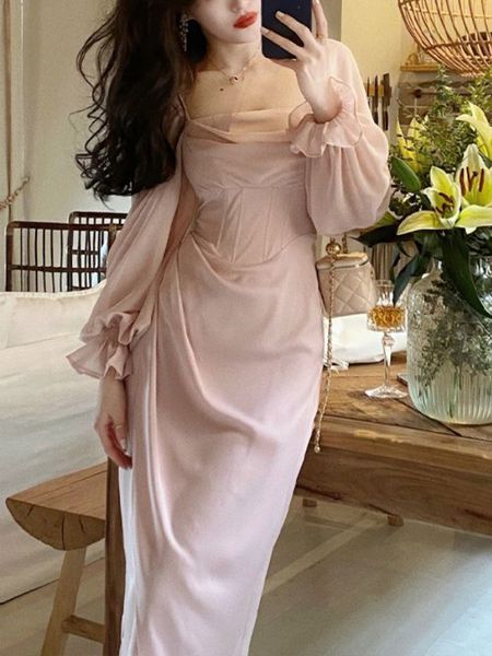 casual dresses autumn solid elegant fairy dress women's casual party fashion korea dress women's lace vintage chic midi dress 2303, Black;gray
casual dresses autumn solid elegant fairy dress women's casual party fashion korea dress women's lace vintage chic midi dress 2303, Black;gray