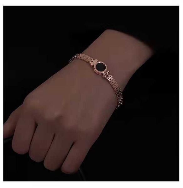 bangle bracelet titanium steel women's rose plated colorless fashion delicate opening new summer versatile 84mq, Black
bangle bracelet titanium steel women's rose plated colorless fashion delicate opening new summer versatile 84mq, Black