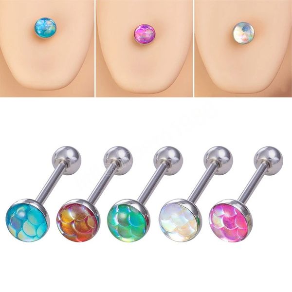shining colorful scale tongue ring stainless steel bar tongue piercing barbell stud for women men body piercing jewelry, Silver
shining colorful scale tongue ring stainless steel bar tongue piercing barbell stud for women men body piercing jewelry, Silver