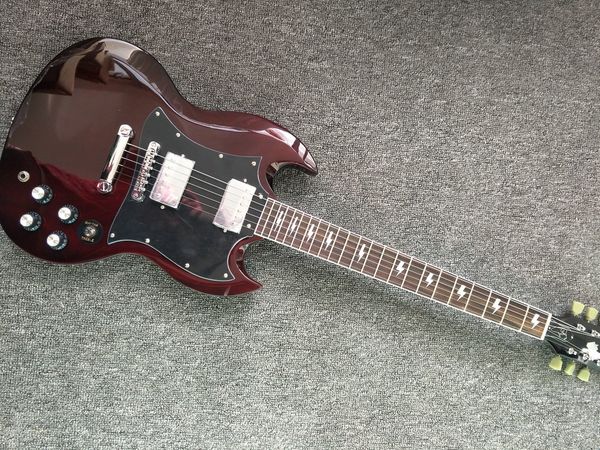 new wine red color sg electric guitar, solid body ,rosewood fretboard,hh pickups,black pickguard
new wine red color sg electric guitar, solid body ,rosewood fretboard,hh pickups,black pickguard