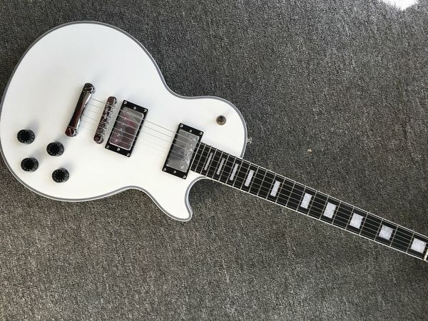 custom electric guitar, ebony fingerboard, 2 humbucking pickups, chrome hardware, alpine white,
custom electric guitar, ebony fingerboard, 2 humbucking pickups, chrome hardware, alpine white,