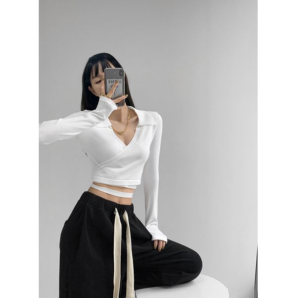 women's polos 2023 fashion spicy girl sense of design v neck knitted polo shirt spring and autumn waist cross lace bottom 230330, White
women's polos 2023 fashion spicy girl sense of design v neck knitted polo shirt spring and autumn waist cross lace bottom 230330, White
