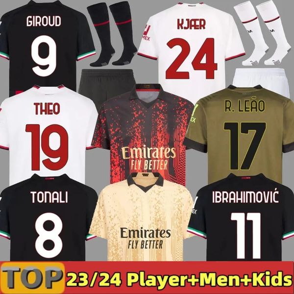 23 24 soccer jerseys giroud tomori ibrahimovic football shirt 2022 2023 2024 tonali bennacer rebic camiseta de futbol romagnoli ac milans le, Black;yellow
23 24 soccer jerseys giroud tomori ibrahimovic football shirt 2022 2023 2024 tonali bennacer rebic camiseta de futbol romagnoli ac milans le, Black;yellow