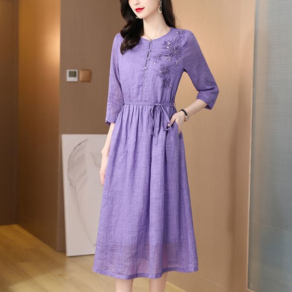 casual dresses summer fashion warm purple cotton embroidery dress women's round neck knee women's dress 230330, Black;gray
casual dresses summer fashion warm purple cotton embroidery dress women's round neck knee women's dress 230330, Black;gray