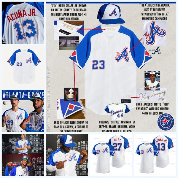 ronald acuna jr. 2023 city connect atlanta baseball jersey 27 austin riley matt olson spencer strider michael harris ii hank aaron braves oz, Blue;black
ronald acuna jr. 2023 city connect atlanta baseball jersey 27 austin riley matt olson spencer strider michael harris ii hank aaron braves oz, Blue;black
