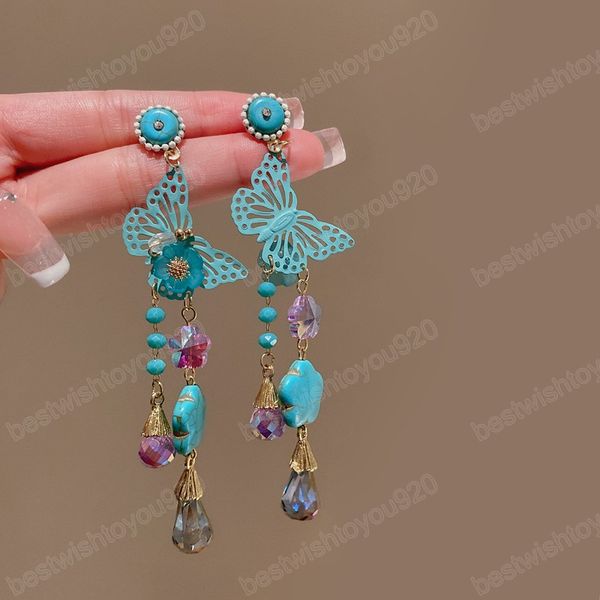 diamond set flower crystal women tassel earrings fashion butterfly creative design elegant dangle earring for women, Silver
diamond set flower crystal women tassel earrings fashion butterfly creative design elegant dangle earring for women, Silver