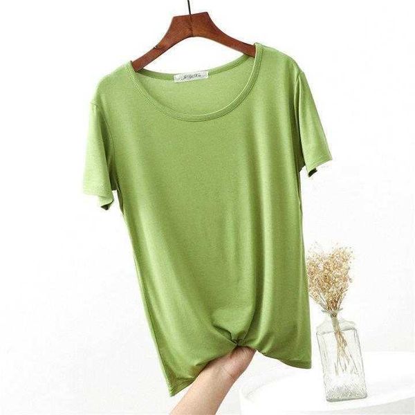 modal short sleeved t shirt womens base round neck summer thin solid color loose, White
modal short sleeved t shirt womens base round neck summer thin solid color loose, White