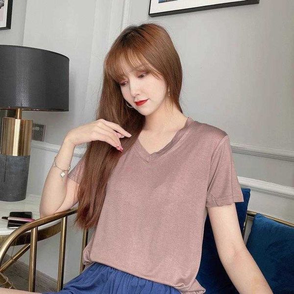 t shirt womens short sleeved v neck modal korean style loose summer clothes plus, White
t shirt womens short sleeved v neck modal korean style loose summer clothes plus, White