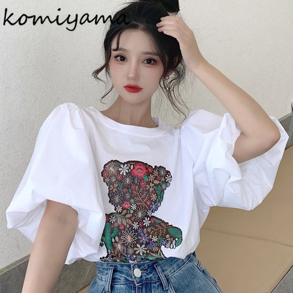 women's t-shirt o neck puff sleeve design shirt women summer fresh sweet cartoon bear print ops fashion elegant emperament shirts 23033, White
women's t-shirt o neck puff sleeve design shirt women summer fresh sweet cartoon bear print ops fashion elegant emperament shirts 23033, White