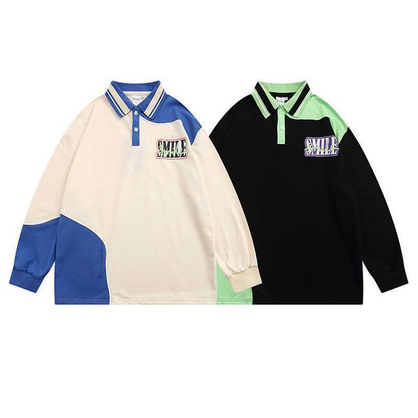 chaopai irregular contrast color long sleeve polo shirt american sports style small spring and autumn couple long t men's and women, Black;white
chaopai irregular contrast color long sleeve polo shirt american sports style small spring and autumn couple long t men's and women, Black;white