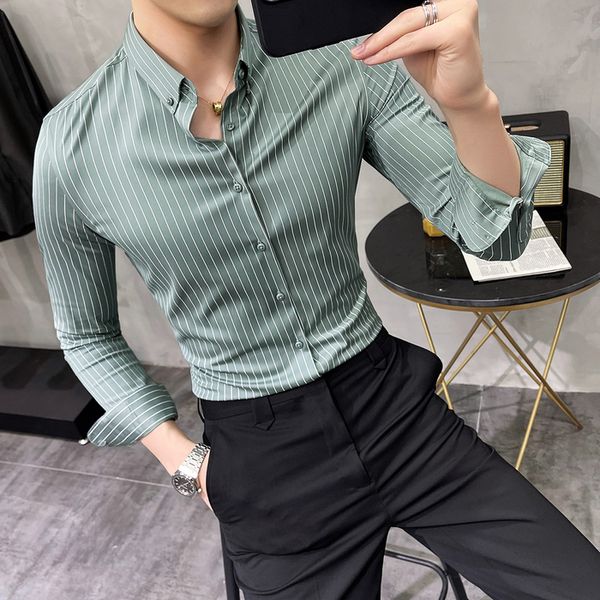 men's casual shirts british style striped shirt men's long sleeve business formal dress shirt casual slim fit shirt street clothin, White;black
men's casual shirts british style striped shirt men's long sleeve business formal dress shirt casual slim fit shirt street clothin, White;black