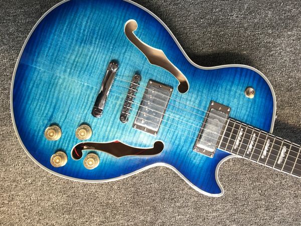 custom shop f hollow body electric guitar with tiger flame front and back chrome hardwares
custom shop f hollow body electric guitar with tiger flame front and back chrome hardwares