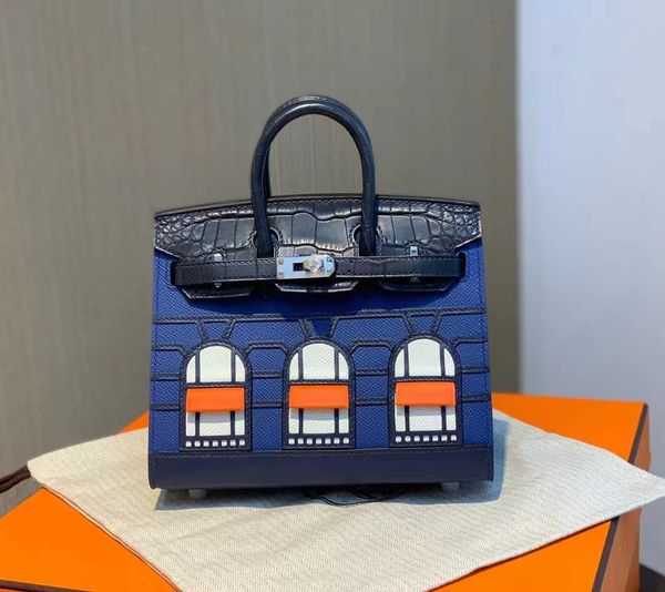 birkin handmade wax thread sewing bk20cm bag crocodile skin assembly house midnight blue silver buckle handbag palm leather ayw
birkin handmade wax thread sewing bk20cm bag crocodile skin assembly house midnight blue silver buckle handbag palm leather ayw