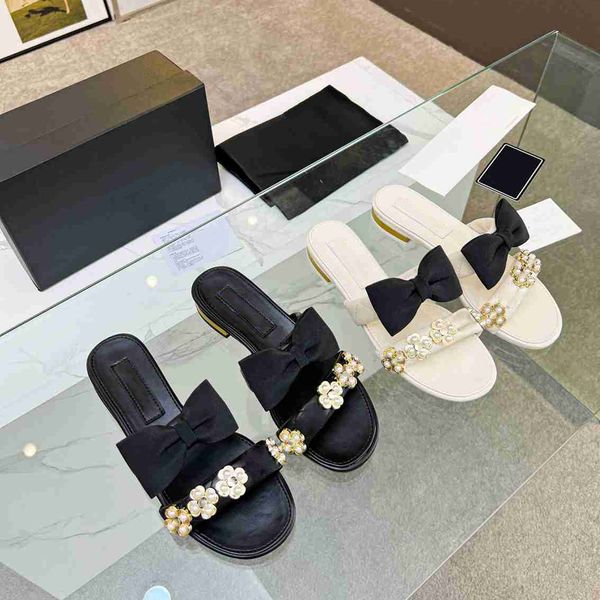 women lambskin leather white mules bow sandal summer pearl beading floral slides summer rubber dress shoe, Black
women lambskin leather white mules bow sandal summer pearl beading floral slides summer rubber dress shoe, Black