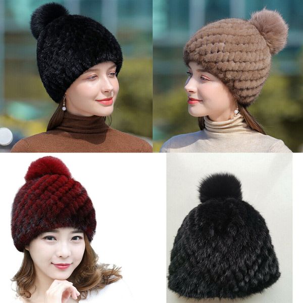 women real mink fur hat winter warm beanie cap fox fur pompom wine black khaki, Blue;gray
women real mink fur hat winter warm beanie cap fox fur pompom wine black khaki, Blue;gray