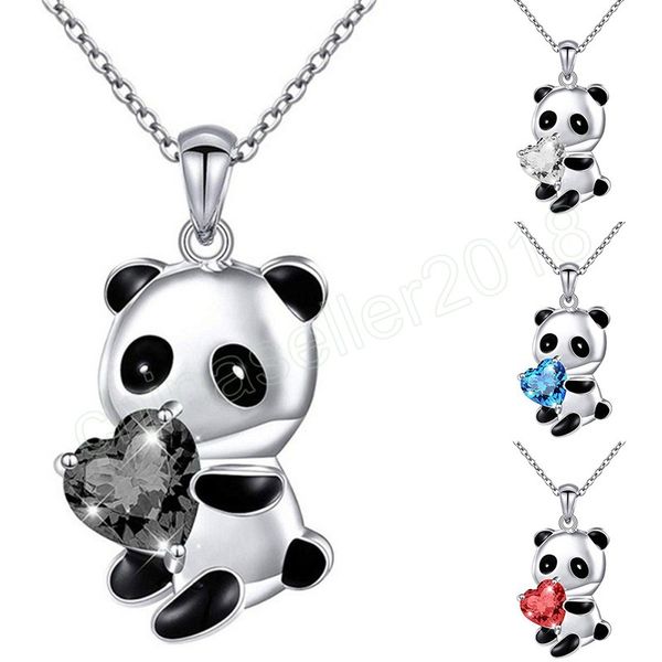 fashion cute panda pendant necklace for women sweet heart shape crystal dangle chain necklace charm jewelry girls gifts, Silver
fashion cute panda pendant necklace for women sweet heart shape crystal dangle chain necklace charm jewelry girls gifts, Silver