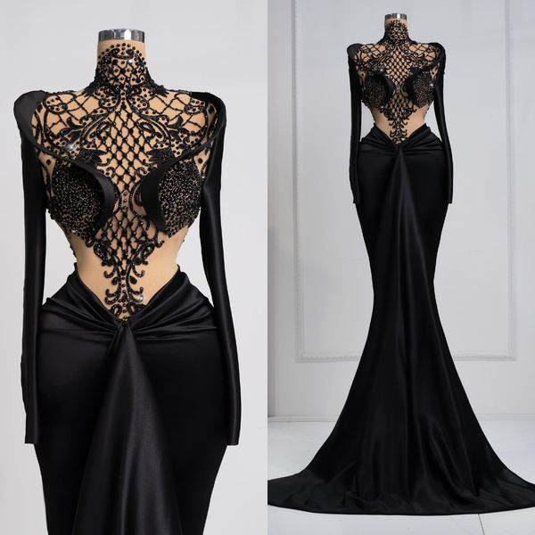 modest black beaded prom dresses satin high neck lace sweep train custom made evening party gown plus size formal
modest black beaded prom dresses satin high neck lace sweep train custom made evening party gown plus size formal