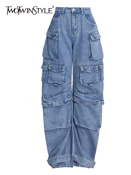 women's jeans twotyle fashion style patchwork button high waist spliced pocket loose casual denim wide leg pants female autumn 230331, Blue
women's jeans twotyle fashion style patchwork button high waist spliced pocket loose casual denim wide leg pants female autumn 230331, Blue