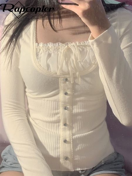 women s t shirt rapcopter y2k sweet cute crop lace frill bow pullovers vintage square collar t shirt women skin button prepply korean tees 2, White
women s t shirt rapcopter y2k sweet cute crop lace frill bow pullovers vintage square collar t shirt women skin button prepply korean tees 2, White