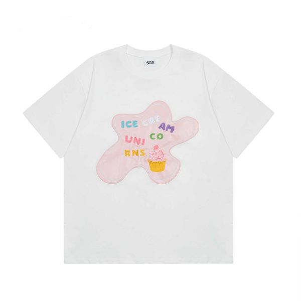 270g double yarn irregular star patch embroidery short sleeve women's t-shirt loose casual couple men, Black;white
270g double yarn irregular star patch embroidery short sleeve women's t-shirt loose casual couple men, Black;white